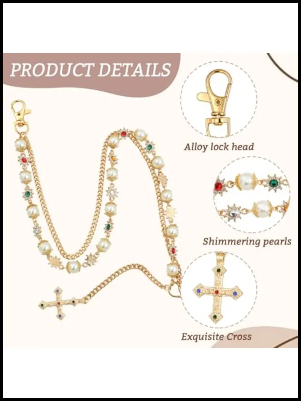 Geometric Bag Chain Charm Purse Extender Keychain Wallet Chain
